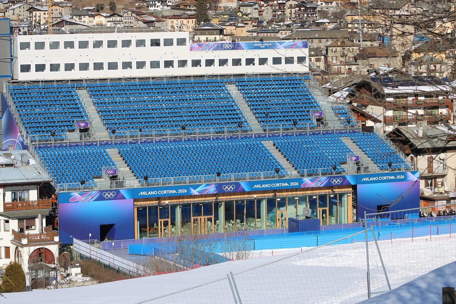 Bormion Stelvio-rinteen maalialue Milano Cortinan 2026 kisoissa